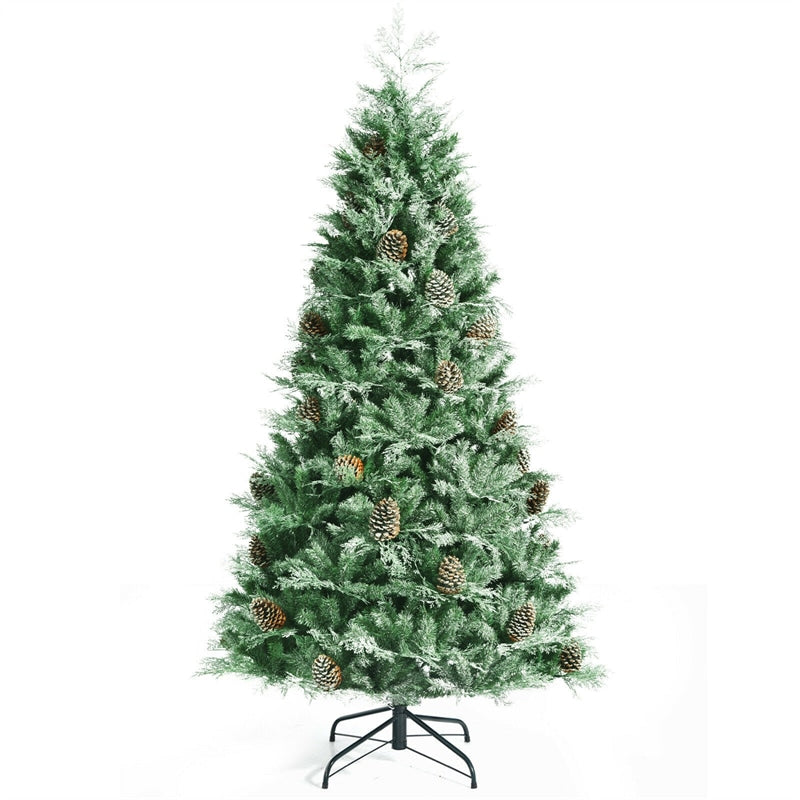 7ft Snow Flocked Hinged Artificial Christmas Tree with 1139 Branch Tips