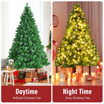 7ft Pre-Lit Hinged Artificial Christmas Tree with 1208 PVC Branch Tips 500 LED Lights
