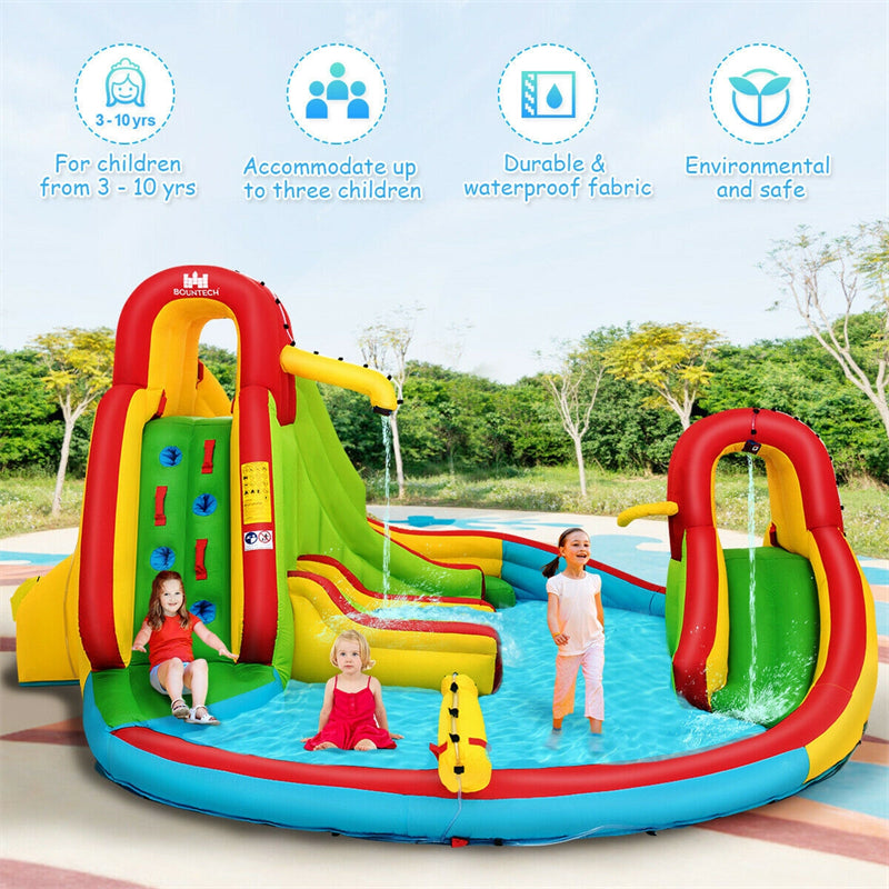 Inflatable Water Slide, 16x14FT Kids Mega Water Park with Dual Racing Slide, Large Splash Pool, Climbing Wall & Water Cannon for Backyard Party Gifts