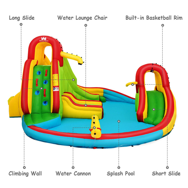 Inflatable Water Slide, 16x14FT Kids Mega Water Park with Dual Racing Slide, Large Splash Pool, Climbing Wall & Water Cannon for Backyard Party Gifts