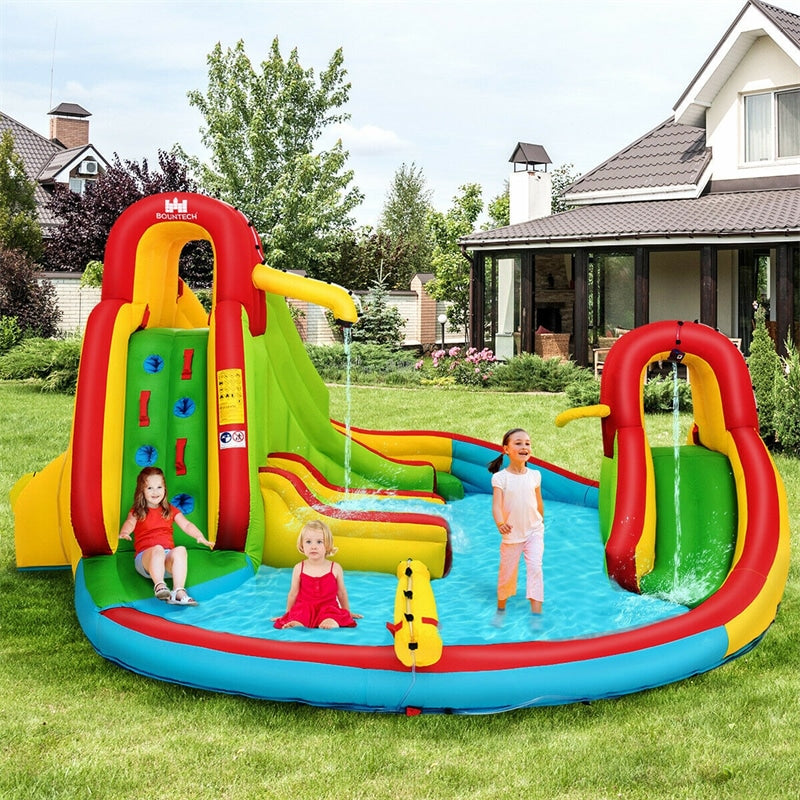 Inflatable Water Slide, 16x14FT Kids Mega Water Park with Dual Racing Slide, Large Splash Pool, Climbing Wall & Water Cannon for Backyard Party Gifts