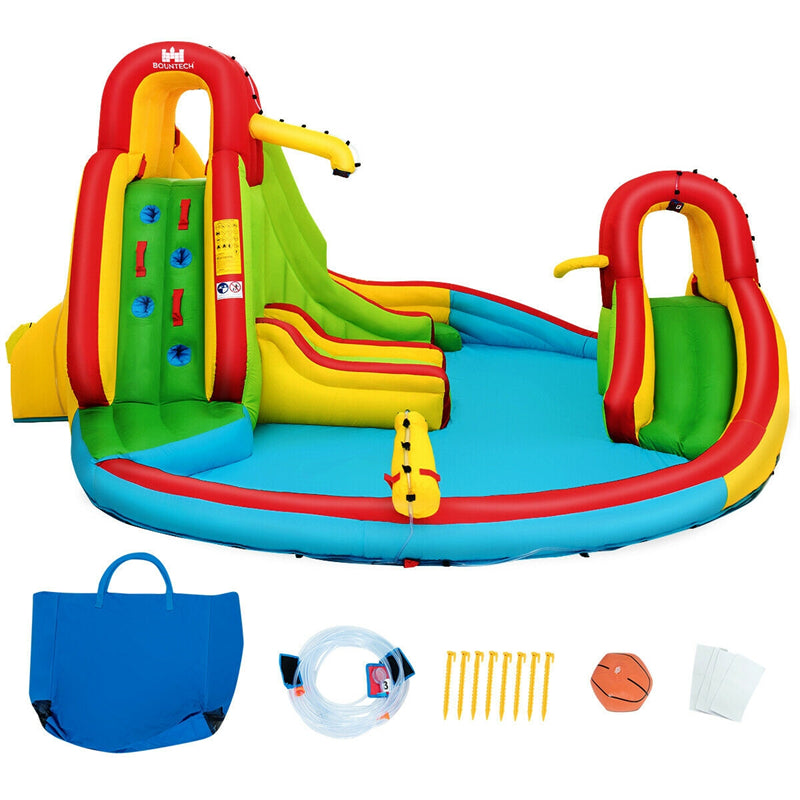 Inflatable Water Slide, 16x14FT Kids Mega Water Park with Dual Racing Slide, Large Splash Pool, Climbing Wall & Water Cannon for Backyard Party Gifts