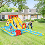 7 in 1 Kids Inflatable Water Slide Double Long Slide Bouncer Park with 735W Air Blower