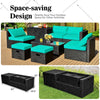8 Piece Patio Rattan Furniture Set Outdoor Sectional Sofa Set with Storage Box, Tempered Glass Table, Ottomans & Waterproof Cover