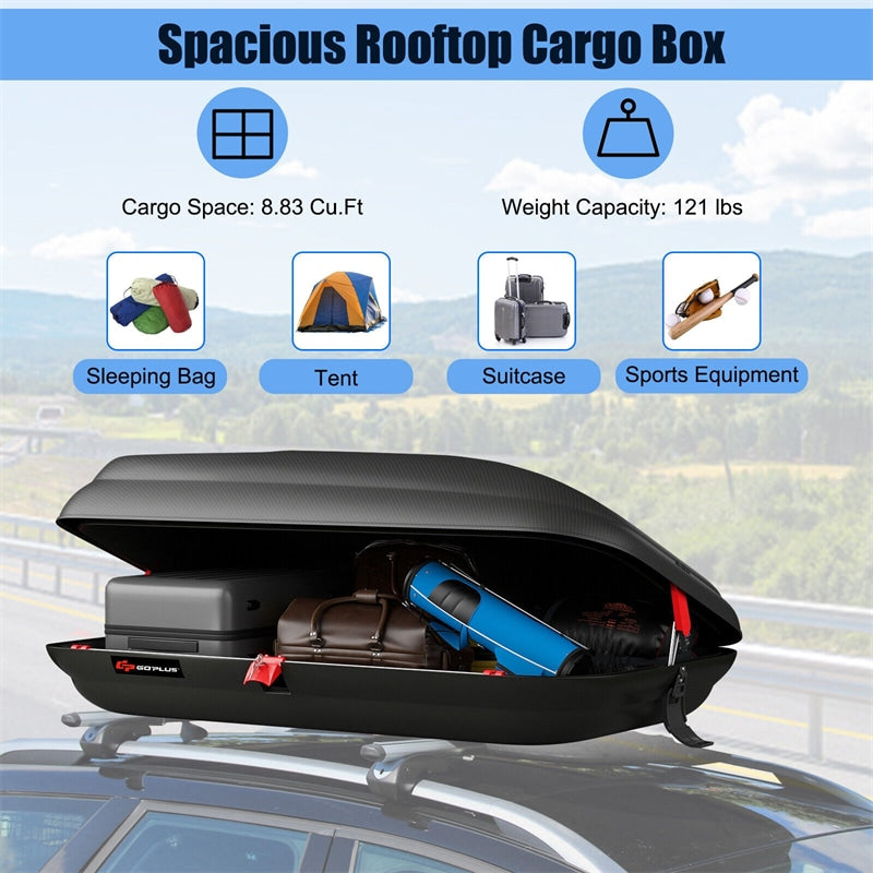 Cargo Box Rooftop Cargo Carrier 14 CU.FT Waterproof Roof Luggage Bag Dual-Sided Opening Vehicle Roof Box with Car Trunk Organizer White