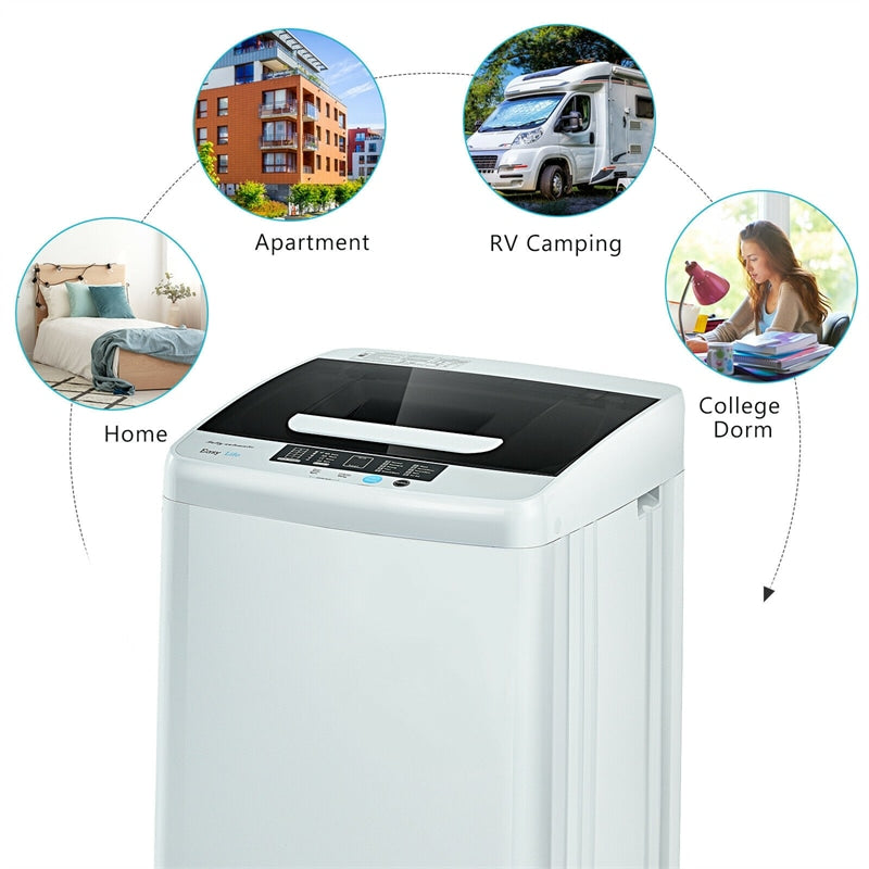 Portable Full-Automatic Washing Machine 2-in-1 Laundry Washer Spinner 8.8 lbs Washer Dryer Combo with Drain Pump