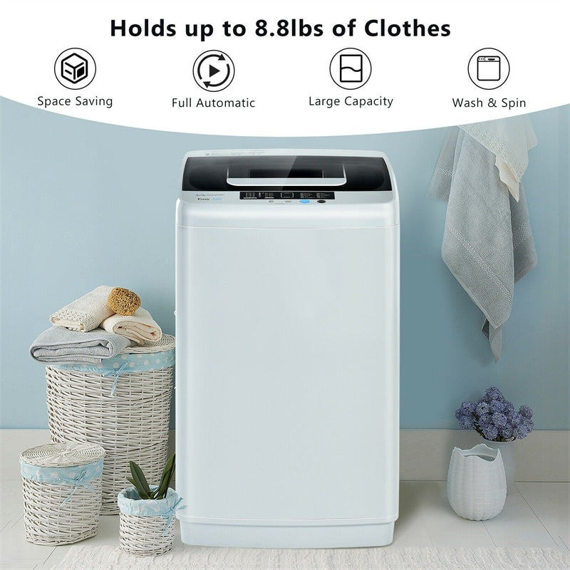 Portable Compact Washing Machine 1.34 Cu.ft Spin Washer Drain Pump 8 Water  Level
