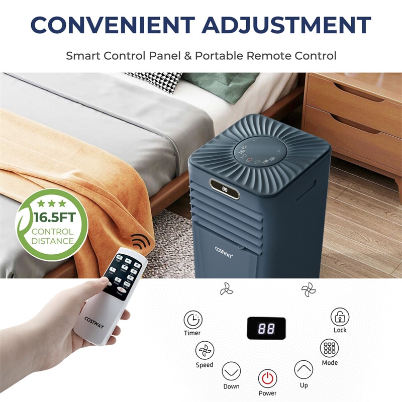 8000 BTU Portable Air Conditioner Air Cooler with Remote Control for Home & Office
