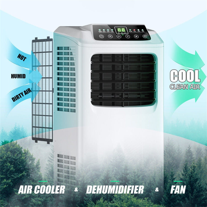 9000 BTU Portable Air Conditioner Energy-Saving 3-in-1 Air Cooler with Built-in Dehumidifier, Fan & Remote Control for Home Office