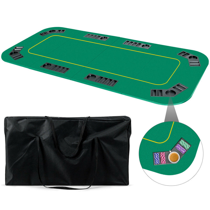 Folding Poker Table Top 80" x 36" 8 Player Deluxe Texas Poker Table Top with Carrying Bag