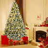 8FT Pre-Lit Snow-Flocked Hinged Christmas Tree with 1502 Branch Tips