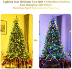 8FT Pre-lit Artificial Christmas Tree Hinged Xmas Tree 2128 PVC Branch with Multicolored 750 LED Lights & Metal Stand