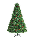 8FT Unlit PVC Artificial Christmas Tree Hinged Pine Tree with Metal Stand