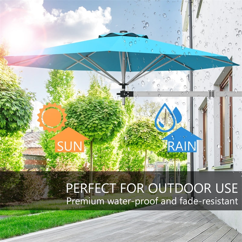 8 FT Wall Mounted Patio Umbrella Tilting Outdoor Umbrella Sunshade Umbrella with Adjustable Pole & Wind Vent - Bestoutdor
