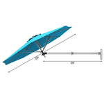 8 FT Wall Mounted Patio Umbrella Tilting Outdoor Umbrella Sunshade Umbrella with Adjustable Pole & Wind Vent - Bestoutdor