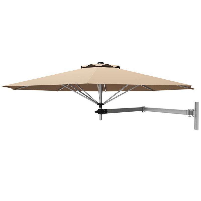 8 FT Wall Mounted Patio Umbrella Tilting Outdoor Umbrella Sunshade Umbrella with Adjustable Pole & Wind Vent - Bestoutdor