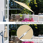 8 FT Wall Mounted Patio Umbrella Tilting Outdoor Umbrella Sunshade Umbrella with Adjustable Pole & Wind Vent - Bestoutdor