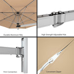 8 FT Wall Mounted Patio Umbrella Tilting Outdoor Umbrella Sunshade Umbrella with Adjustable Pole & Wind Vent - Bestoutdor