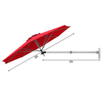 8 FT Wall Mounted Patio Umbrella Tilting Outdoor Umbrella Sunshade Umbrella with Adjustable Pole & Wind Vent - Bestoutdor