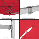 8 FT Wall Mounted Patio Umbrella Tilting Outdoor Umbrella Sunshade Umbrella with Adjustable Pole & Wind Vent - Bestoutdor