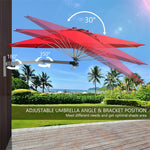 8 FT Wall Mounted Patio Umbrella Tilting Outdoor Umbrella Sunshade Umbrella with Adjustable Pole & Wind Vent - Bestoutdor