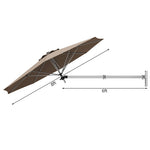 8 FT Wall Mounted Patio Umbrella Tilting Outdoor Umbrella Sunshade Umbrella with Adjustable Pole & Wind Vent - Bestoutdor