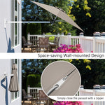 8 FT Wall Mounted Patio Umbrella Tilting Outdoor Umbrella Sunshade Umbrella with Adjustable Pole & Wind Vent - Bestoutdor