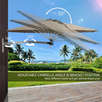 8 FT Wall Mounted Patio Umbrella Tilting Outdoor Umbrella Sunshade Umbrella with Adjustable Pole & Wind Vent - Bestoutdor
