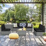 8 Pieces Rattan Patio Sectional Wicker Outdoor Sofa Furniture Set with Storage Table & Waterproof Cover