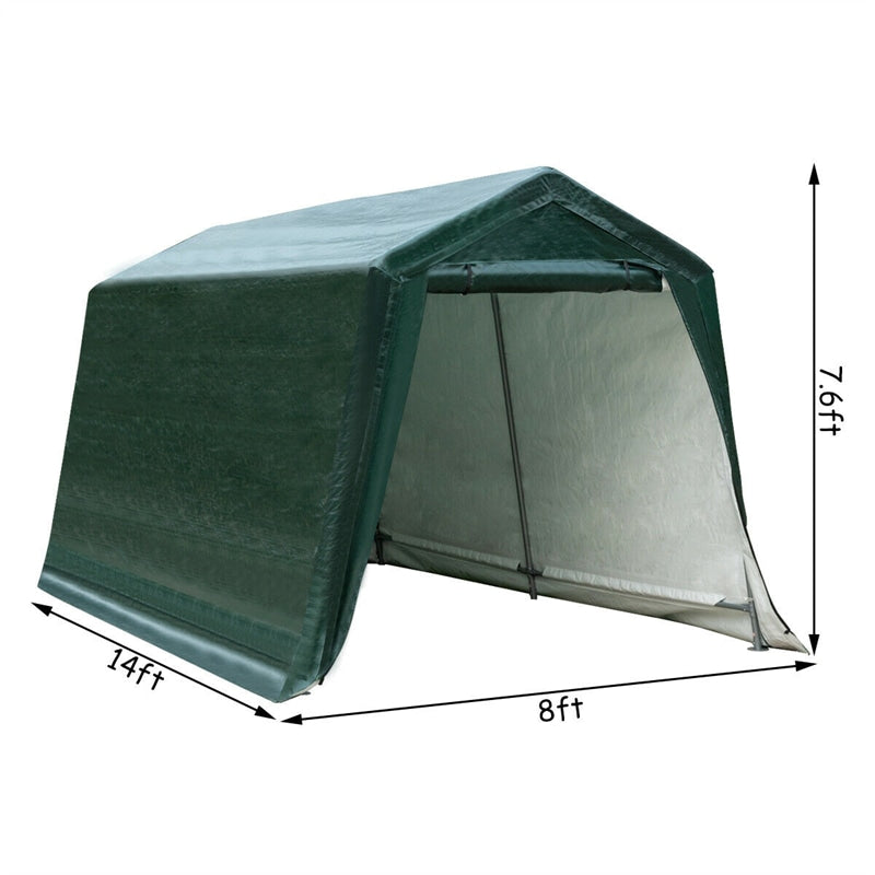 8' x 14' Heavy Duty Enclosed Carport Car Canopy Outdoor Storage Shelter Portable Garage Tent with Sidewalls & Waterproof Ripstop Cover