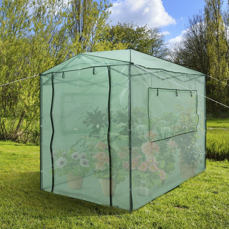 8’ x 6’ Outdoor Portable Walk-in Greenhouse with Roll-up Doors and Windows
