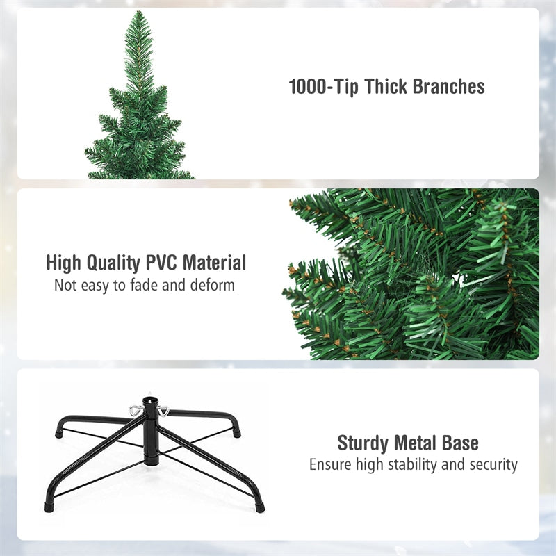 8ft Artificial Christmas Tree Slim Pencil Xmas Tree with Foldable Metal Stand