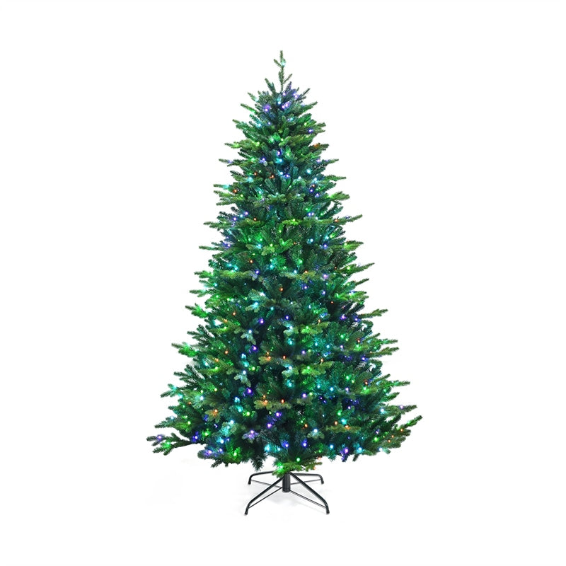 8ft Pre-lit Hinged Artificial Christmas Tree 2956 Mixed Branch Tips with PP Controlled LED Lights