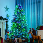 8ft Pre-lit Hinged Artificial Christmas Tree 2956 Mixed Branch Tips with PP Controlled LED Lights