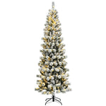8ft Pre-lit Snow Flocked Christmas Tree with LED Lights and Remote Controller
