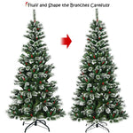8ft Snow Flocked Pencil Artificial Christmas Tree with Red Berries