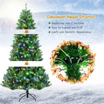 8ft Pre-lit Artificial Christmas Tree Hinged Remote Control Xmas Tree with 600 Color Changing LED Lights & 9 Lighting Modes