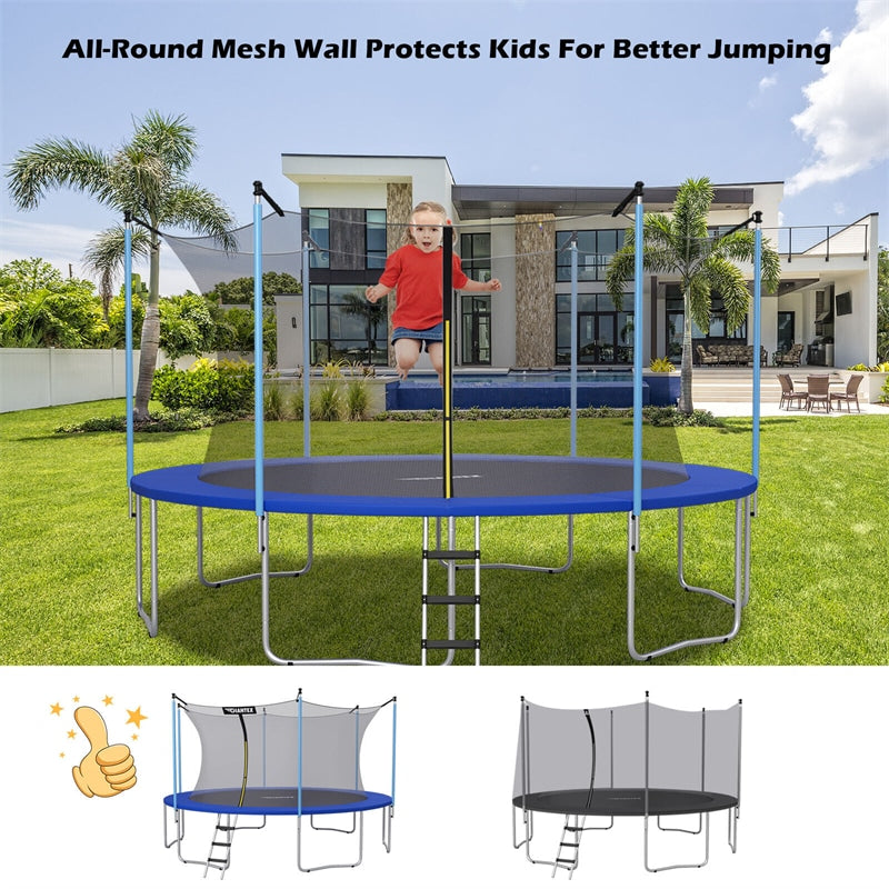 8FT Trampoline Net Replacement Weather-Resistant Trampoline Safety Enclosure with Double-Headed Zipper for 6 Poles