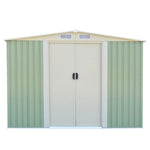 8ft x 8ft Galvanized Steel Outdoor Storage Shed Heavy Duty Garden Tool Storage House with Sliding Door