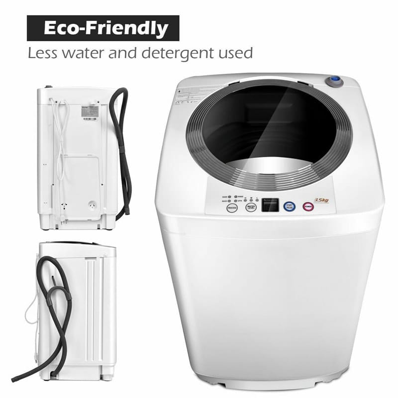 Portable Washing Machine 8 LBS Capacity Full Automatic Compact Washer Spin Dryer Combo with Built-in Pump Drain for Apartment RV Dorm