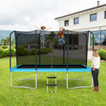 8 x 14FT Outdoor Rectangular Recreational Trampoline with Enclosure Net Non-Slip Ladder for Kids Adults