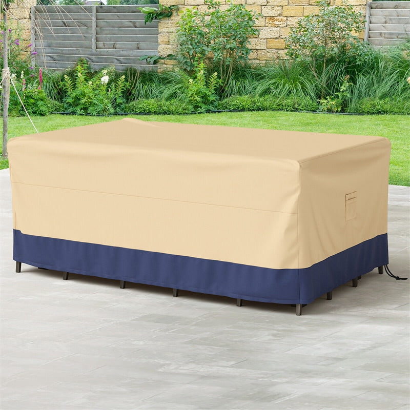 90"x50" Waterproof Patio Dining Table Cover Rectangle Outdoor Table Chair PU Cover with Padded Handle Air Vent Click-Close Straps