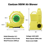 950 Watts 1.25 HP Air Blower Pump Fan for Inflatable Bounce House