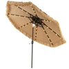 9FT Thatched Tiki Patio Umbrella Grass Beach Umbrella with Solar LED lights