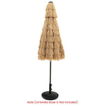 9FT Thatched Tiki Patio Umbrella with 32 Solar LED Lights, 2 Tier Hawaiian Style Grass Beach Umbrella with 8 Ribs & Tilt Adjustment for Pool, Backyard
