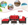 5 Piece Wicker Patio Rattan Furniture Set Outdoor Sectional Sofa with Glass Table & Cushions
