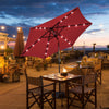 9' Solar LED Lighted Patio Umbrella Market Umbrella Outdoor Table Umbrella with Tilt Adjustment Crank