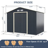 9’ x 6’ Large Metal Storage Shed Outdoor Backyard Storage Cabinet Garden Tool House with 4 Vents & Lockable Double Sliding Door