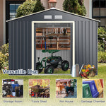 9’ x 6’ Large Metal Storage Shed Outdoor Backyard Storage Cabinet Garden Tool House with 4 Vents & Lockable Double Sliding Door