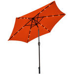 9' Solar LED Lighted Market Patio Umbrella Sun Shade Umbrella Outdoor Table Umbrella with Tilt Adjustment Crank